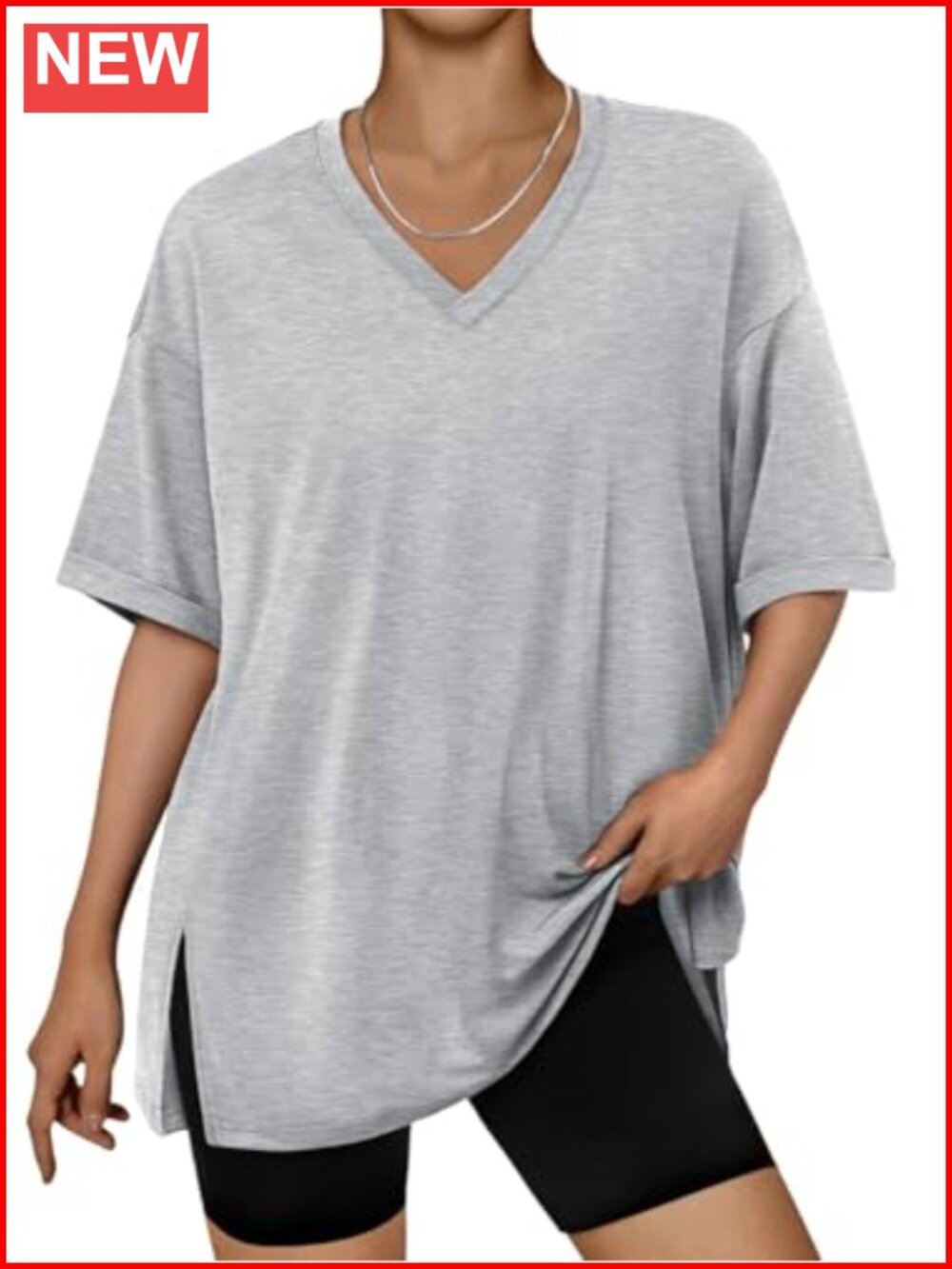 Plus Size Oversized V-Neck T-Shirt Workout Top Soft Stretch